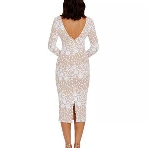 Dress the Population Backless White and Tan Dress